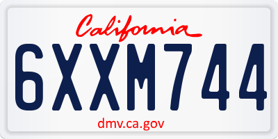 CA license plate 6XXM744
