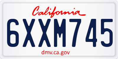 CA license plate 6XXM745
