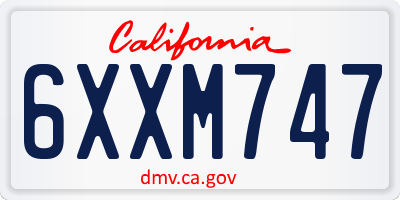 CA license plate 6XXM747