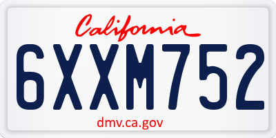 CA license plate 6XXM752