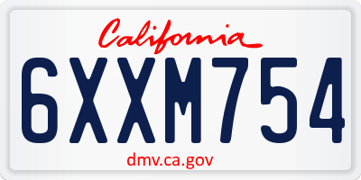 CA license plate 6XXM754