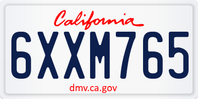 CA license plate 6XXM765