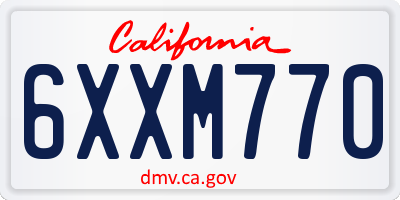 CA license plate 6XXM770