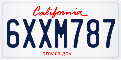 CA license plate 6XXM787