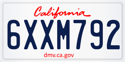 CA license plate 6XXM792