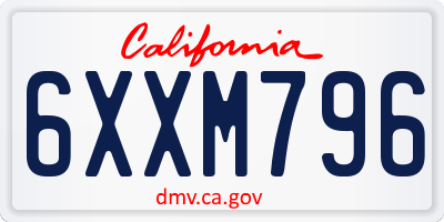 CA license plate 6XXM796