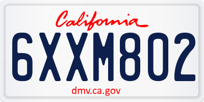 CA license plate 6XXM802