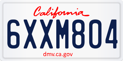 CA license plate 6XXM804