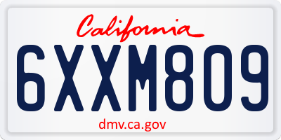 CA license plate 6XXM809