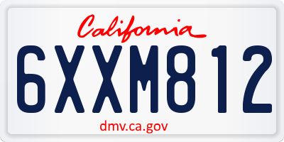 CA license plate 6XXM812