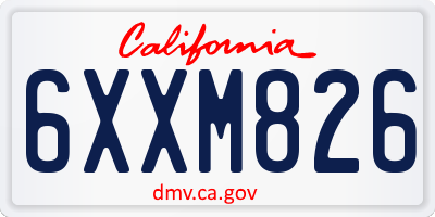 CA license plate 6XXM826