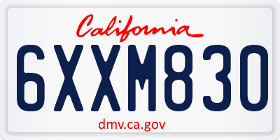 CA license plate 6XXM830