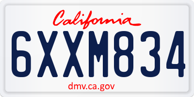 CA license plate 6XXM834
