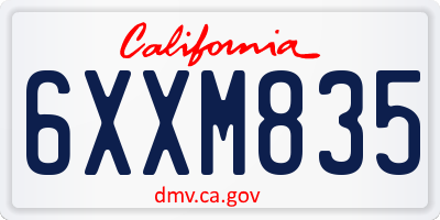 CA license plate 6XXM835