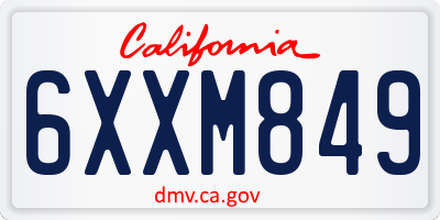CA license plate 6XXM849