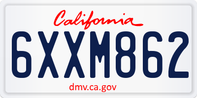 CA license plate 6XXM862