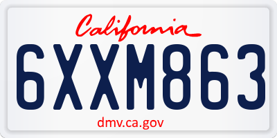 CA license plate 6XXM863