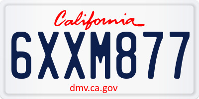 CA license plate 6XXM877