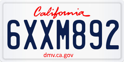 CA license plate 6XXM892