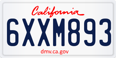 CA license plate 6XXM893