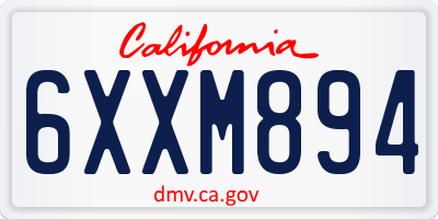 CA license plate 6XXM894