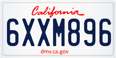 CA license plate 6XXM896