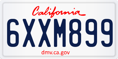 CA license plate 6XXM899