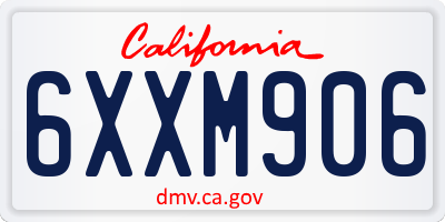 CA license plate 6XXM906