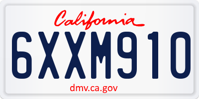 CA license plate 6XXM910