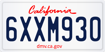 CA license plate 6XXM930