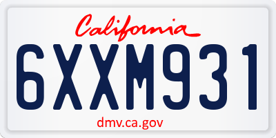 CA license plate 6XXM931