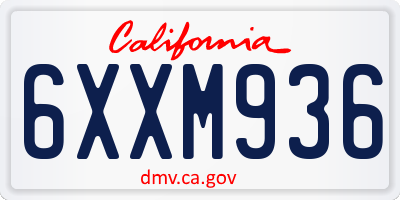 CA license plate 6XXM936