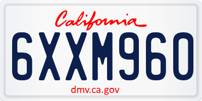 CA license plate 6XXM960