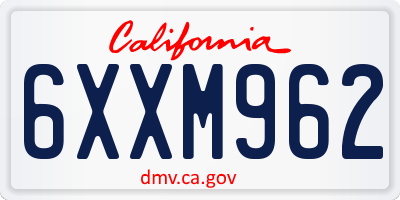 CA license plate 6XXM962