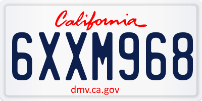 CA license plate 6XXM968