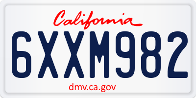 CA license plate 6XXM982