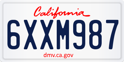 CA license plate 6XXM987