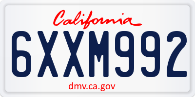 CA license plate 6XXM992