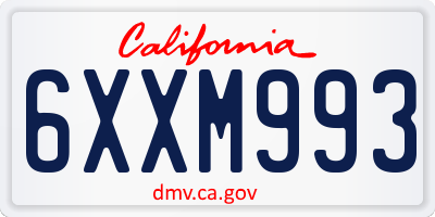 CA license plate 6XXM993
