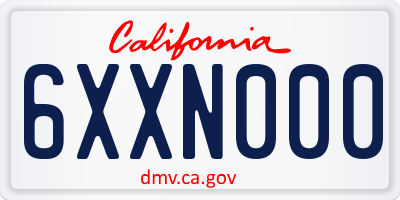 CA license plate 6XXN000