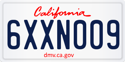 CA license plate 6XXN009