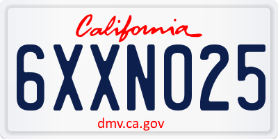 CA license plate 6XXN025