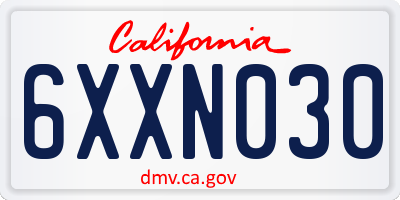 CA license plate 6XXN030