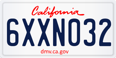 CA license plate 6XXN032