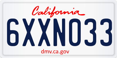 CA license plate 6XXN033
