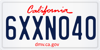 CA license plate 6XXN040