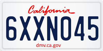 CA license plate 6XXN045