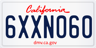 CA license plate 6XXN060