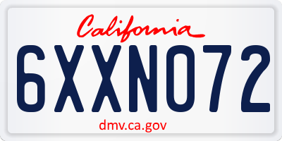 CA license plate 6XXN072