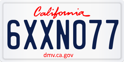 CA license plate 6XXN077